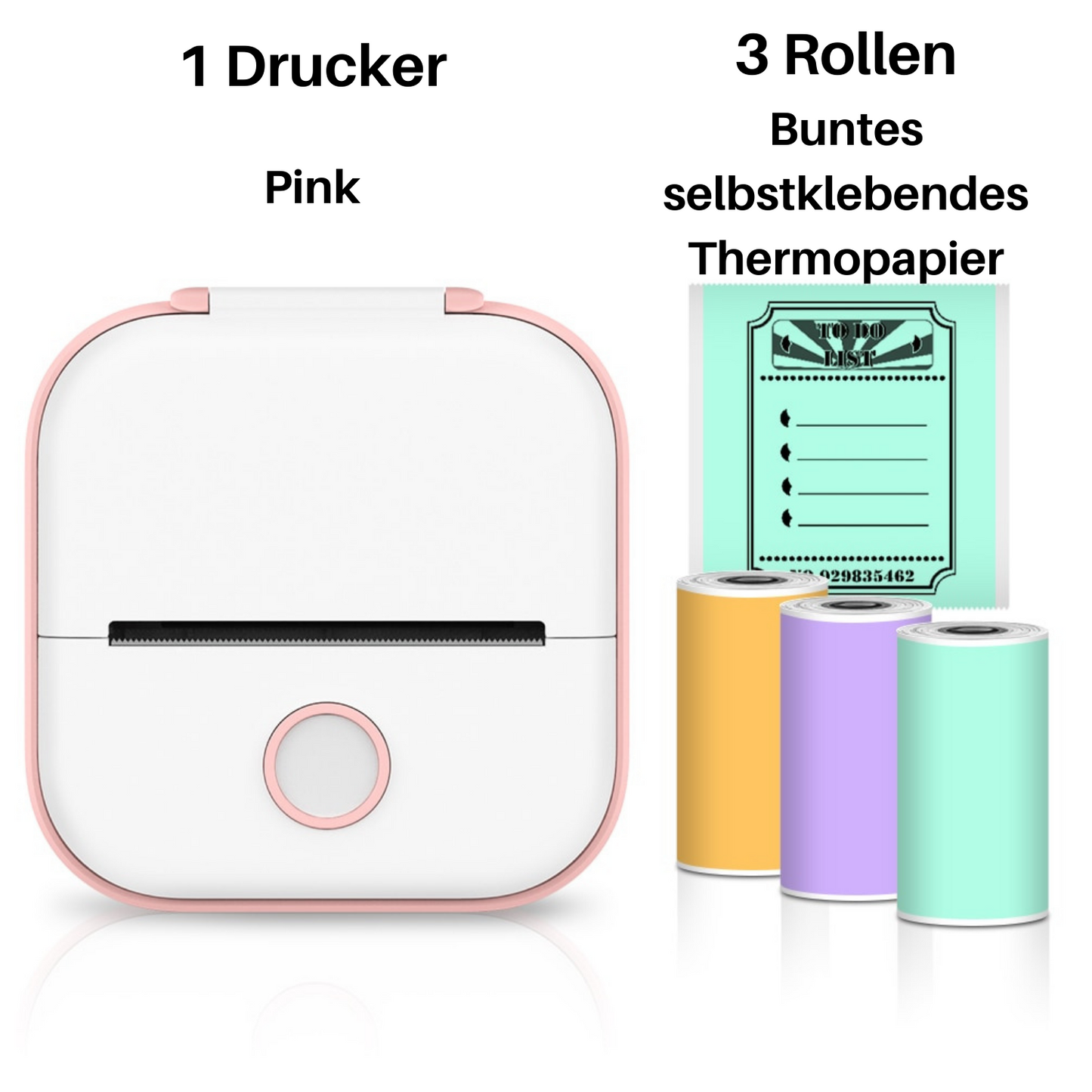 T02 Mini Drucker mit selbstklebendem Papier
