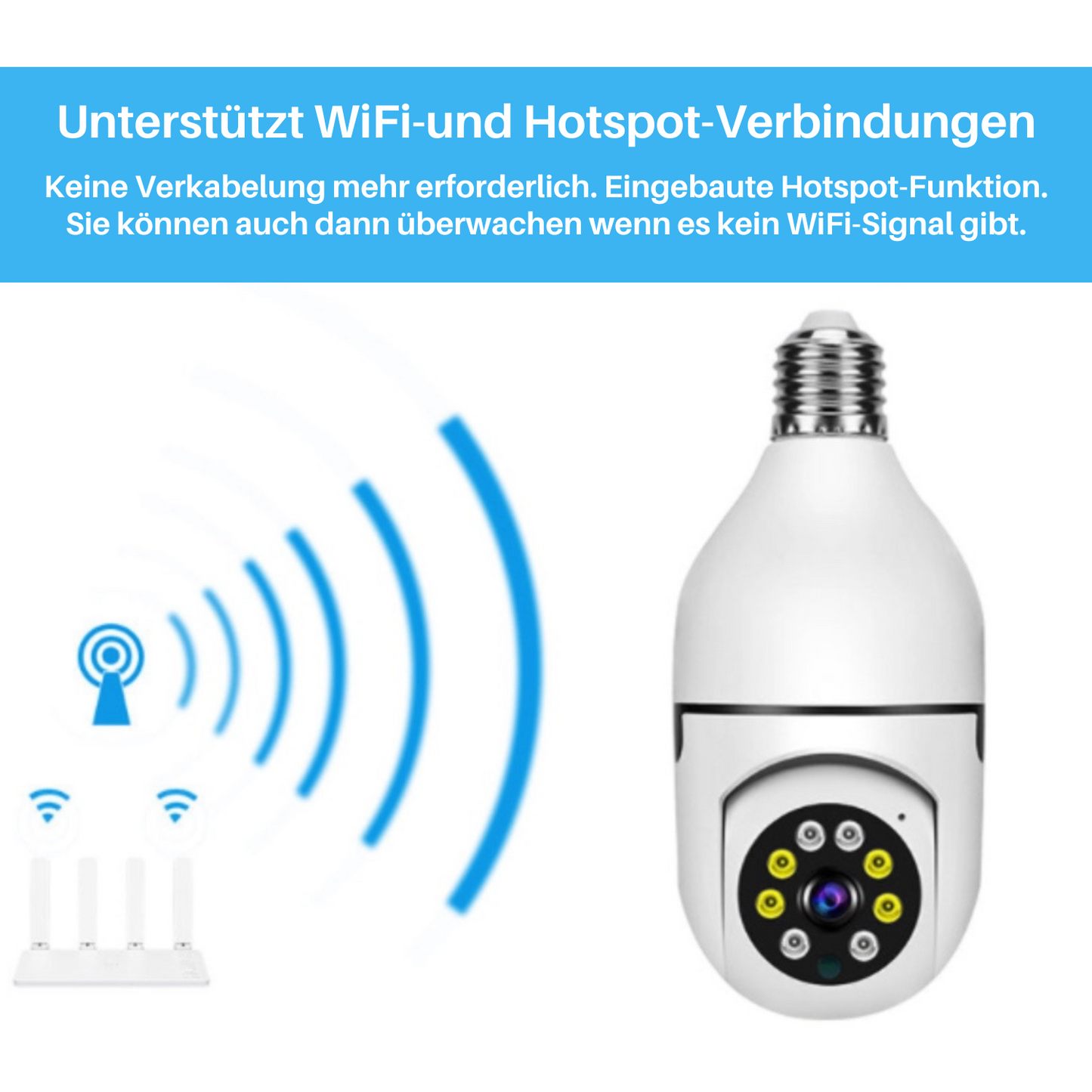 Automatische WiFi 5G Glühbirne Überwachungskamera mit Nachtsicht Funktion