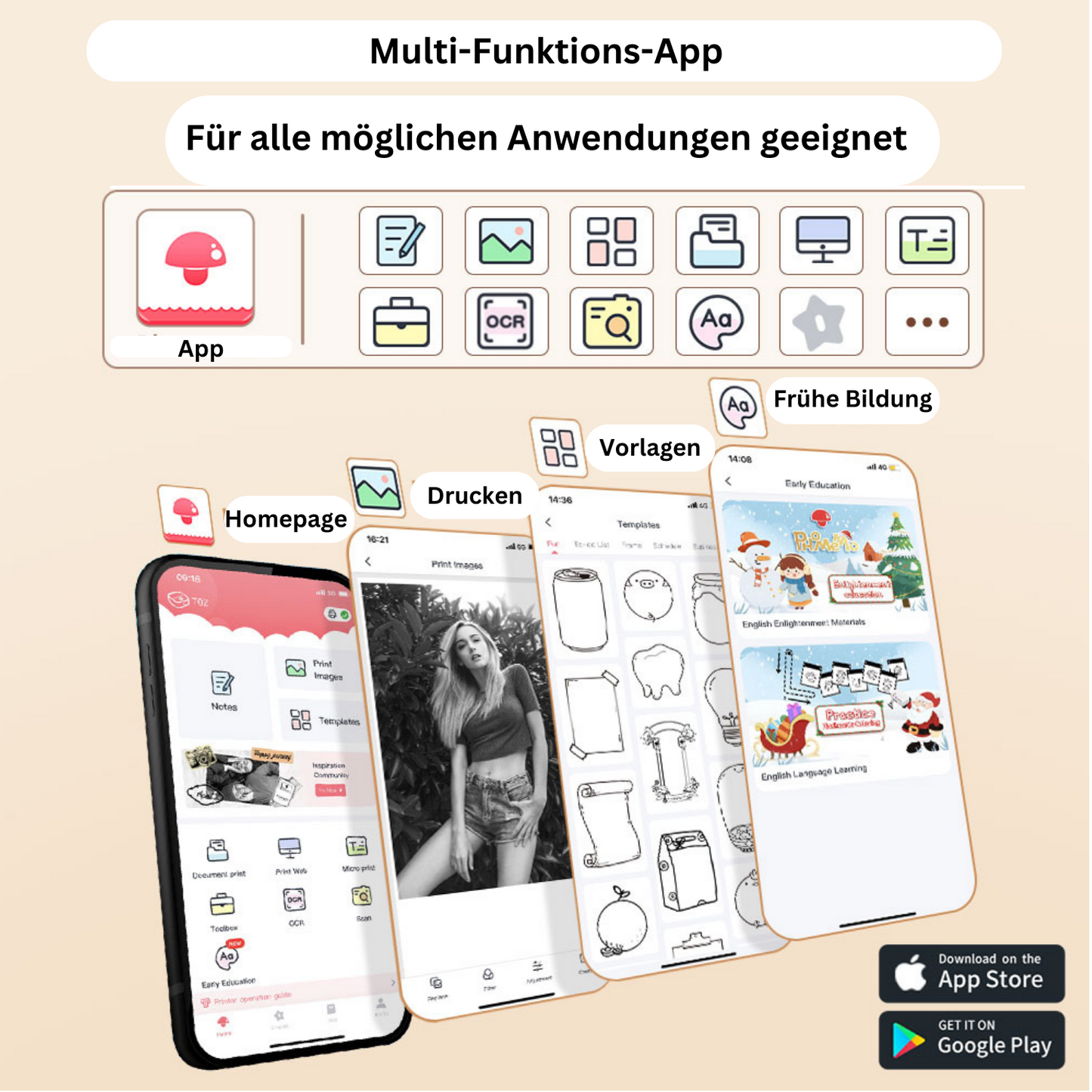 T02 Mini Drucker mit selbstklebendem Papier